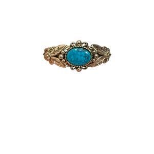 Vintage ART Arthur Pepper Silvertone Art Nouveau Turquoise Cuff Bracelet